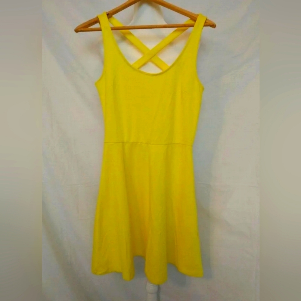H & M Women Yellow Sleeveless Criss Cross Yellow Dress Sz XL